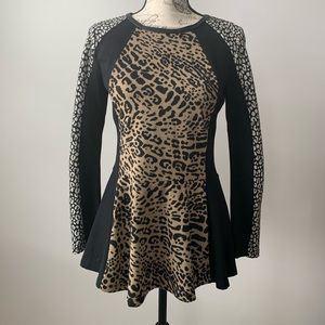 Chico’s Black Label Animal Print Peplum Top